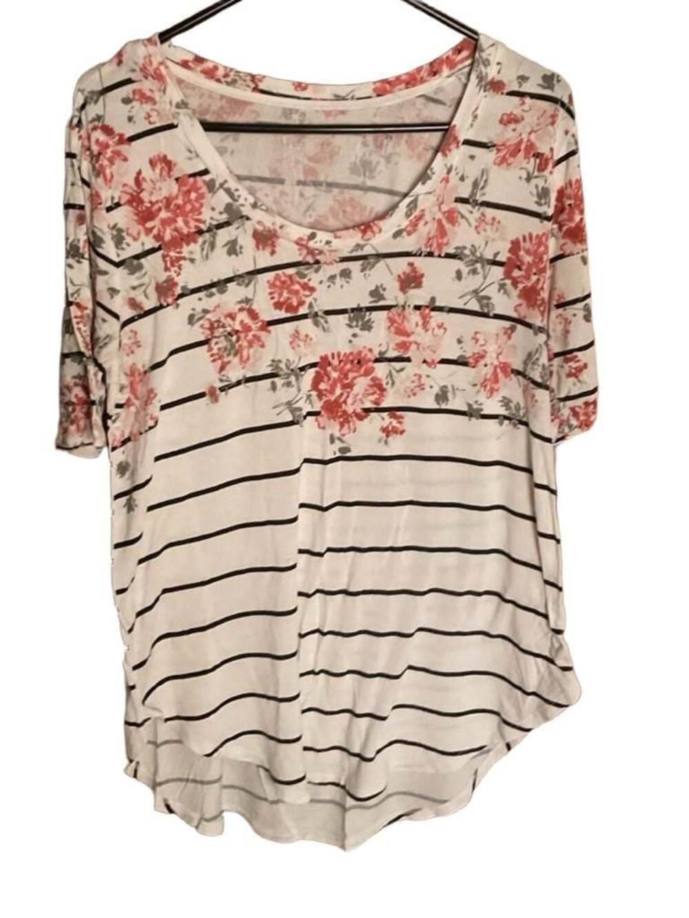 Maurices 24/7 Flawless Floral Striped Tunic Tee